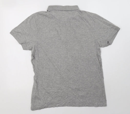 Primark Mens Grey  Cotton  Polo Size L Collared Button