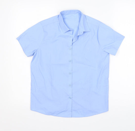 George Boys Blue  Polyester Basic Button-Up Size 9-10 Years Collared