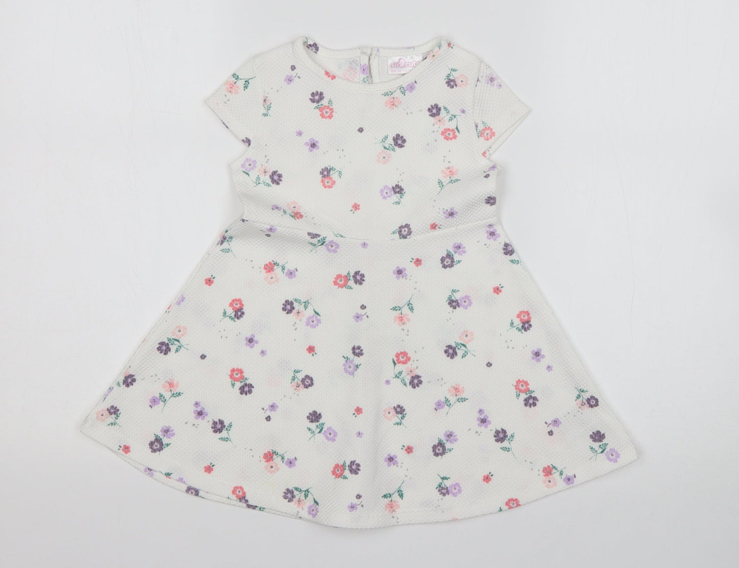 So Cute Girls Multicoloured Floral Polyester A-Line  Size 12-18 Months  Round Neck