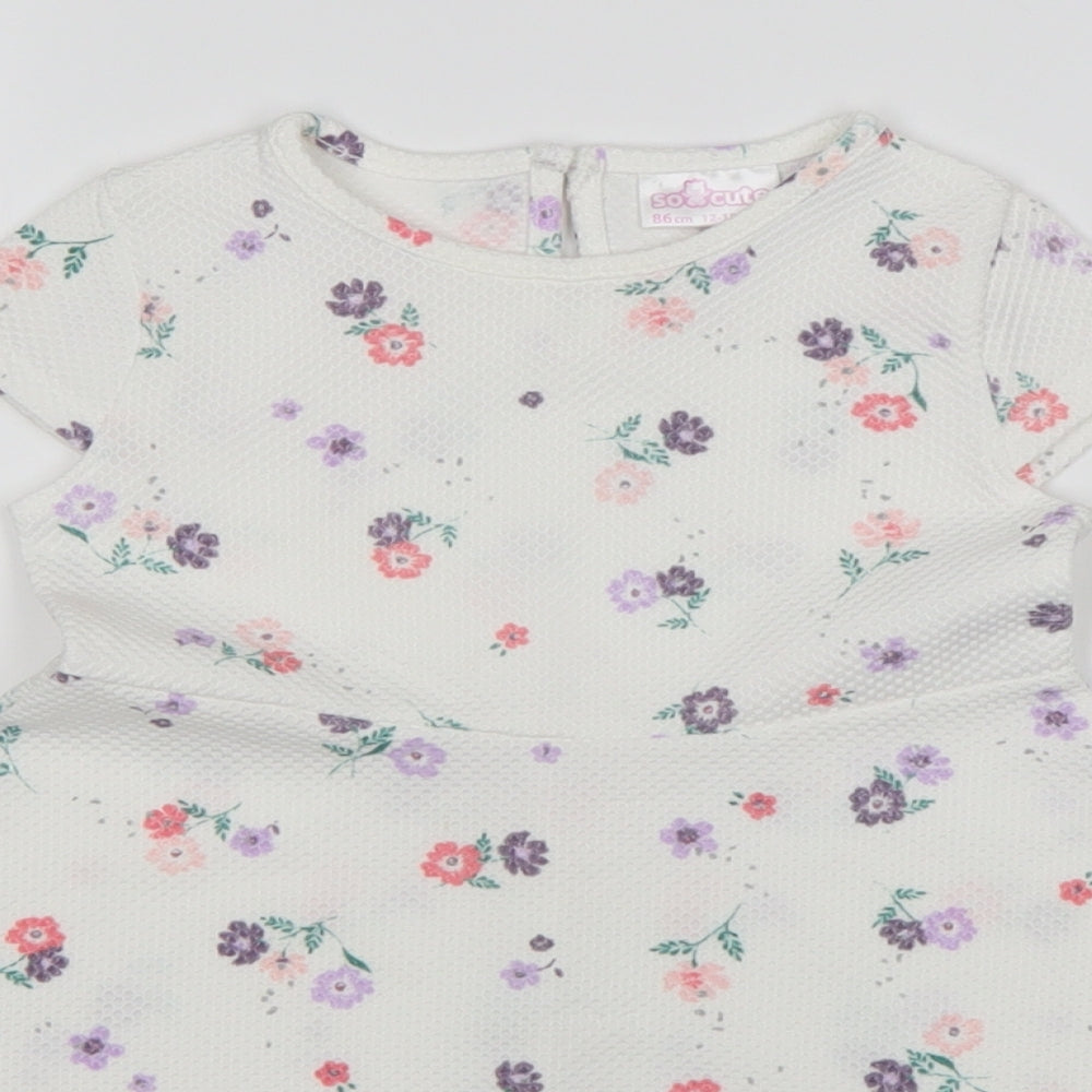So Cute Girls Multicoloured Floral Polyester A-Line  Size 12-18 Months  Round Neck