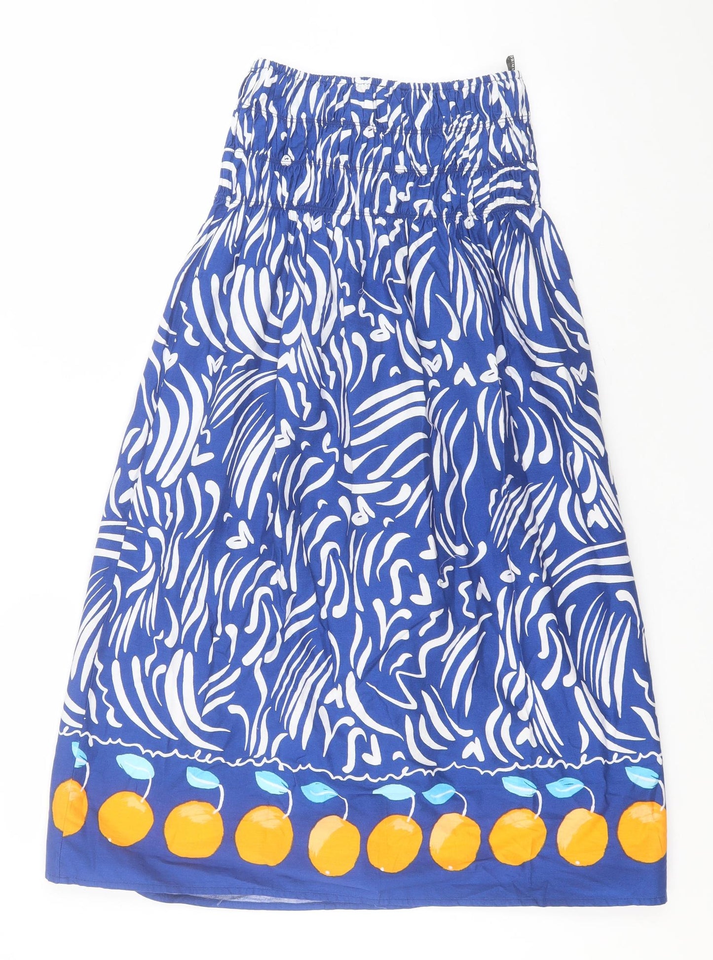 Primark Womens Blue Animal Print Cotton A-Line  Size 4  Off the Shoulder