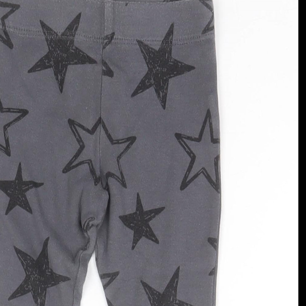 F&F Baby Grey Geometric Cotton Sweatpants Leggings Size 6-9 Months   - Stars