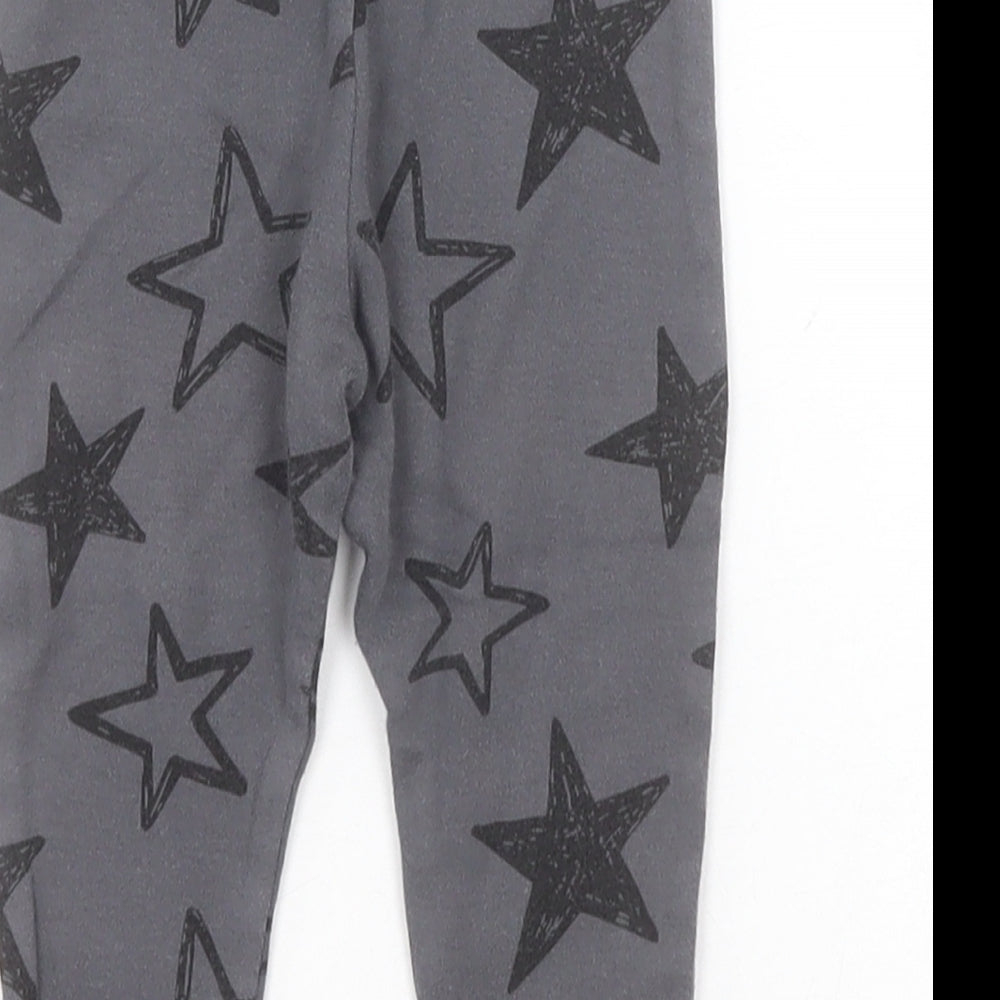 F&F Baby Grey Geometric Cotton Sweatpants Leggings Size 6-9 Months   - Stars