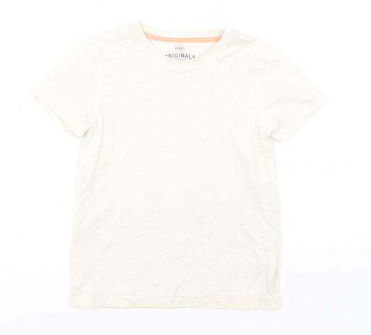 Marks and Spencer Boys Green  Cotton Basic T-Shirt Size 6-7 Years Round Neck