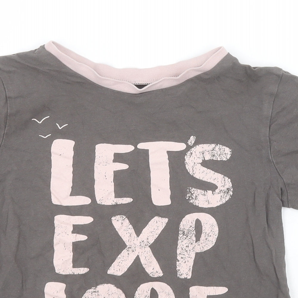 George Boys Grey  Cotton Basic T-Shirt Size 7-8 Years Round Neck  - Let's Explore