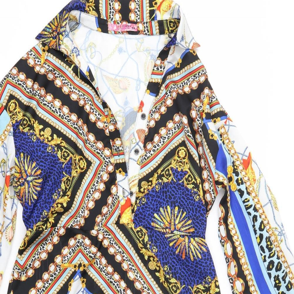 101 Idees Womens Multicoloured  Polyester Shirt Dress  Size S  Collared