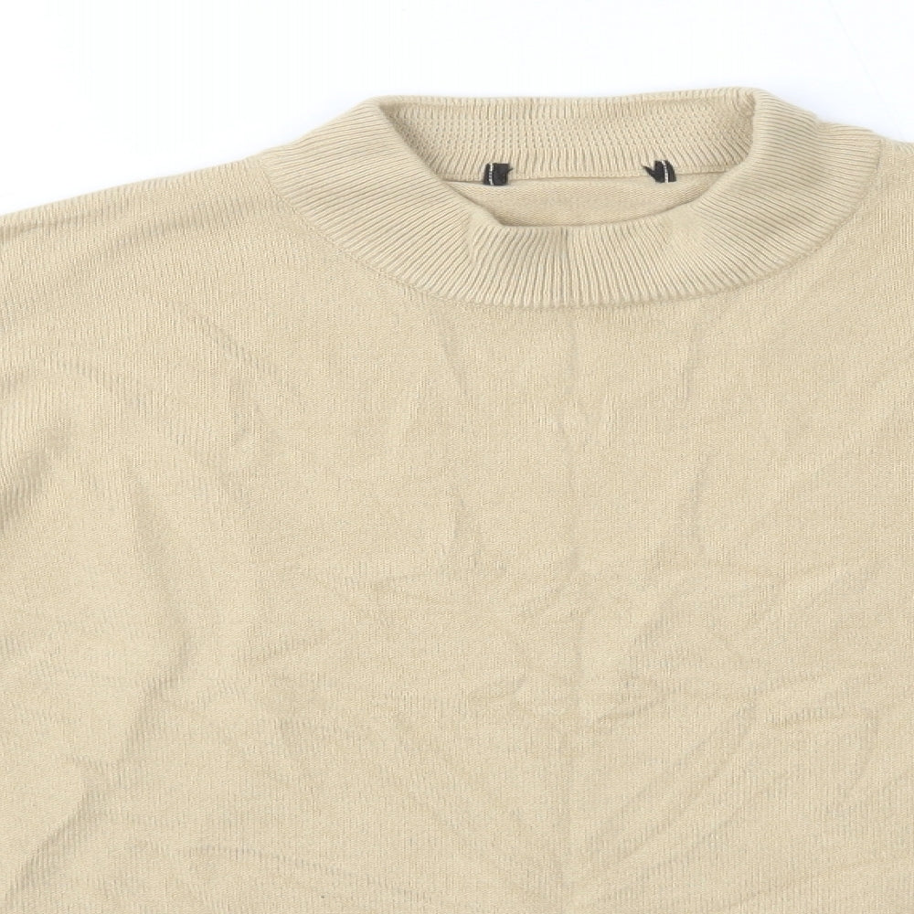 M&S Womens Beige High Neck  Acrylic Pullover Jumper Size 12