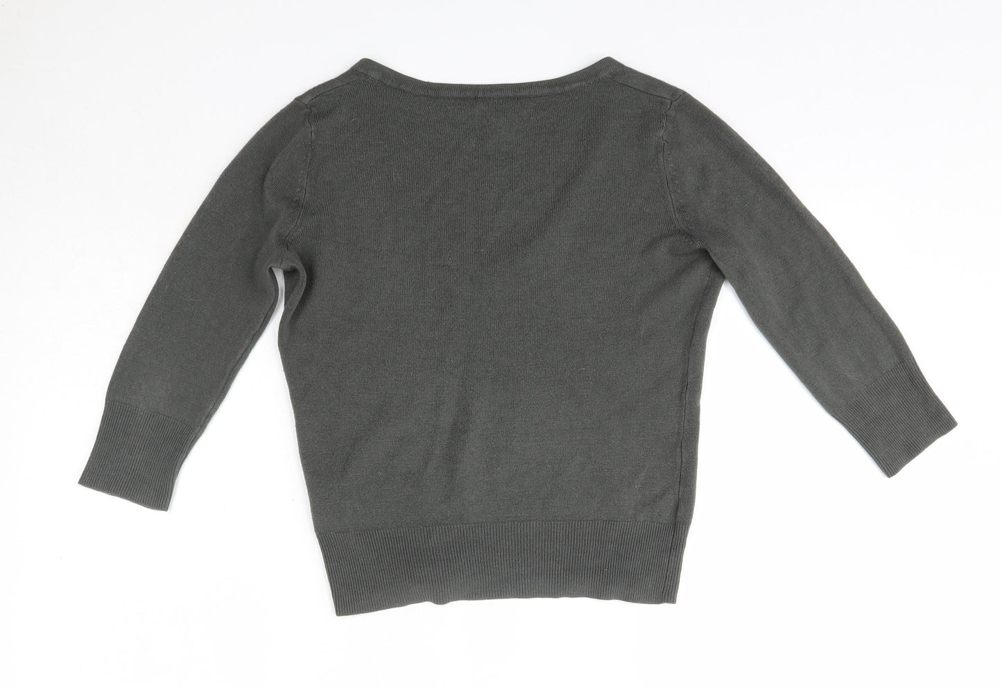 Topshop Womens Grey V-Neck  Acrylic Pullover Jumper Size 8