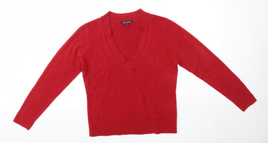 Key West Womens Red V-Neck  Acrylic Pullover Jumper Size M
