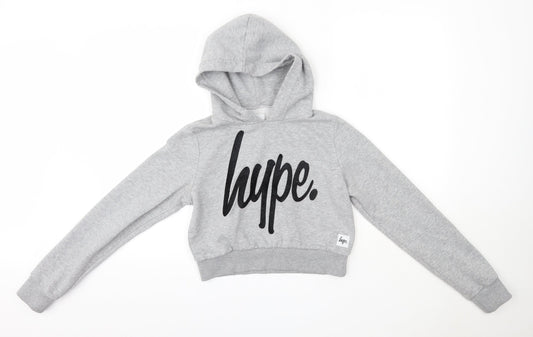 Hype Womens Grey  Cotton Pullover Hoodie Size 6
