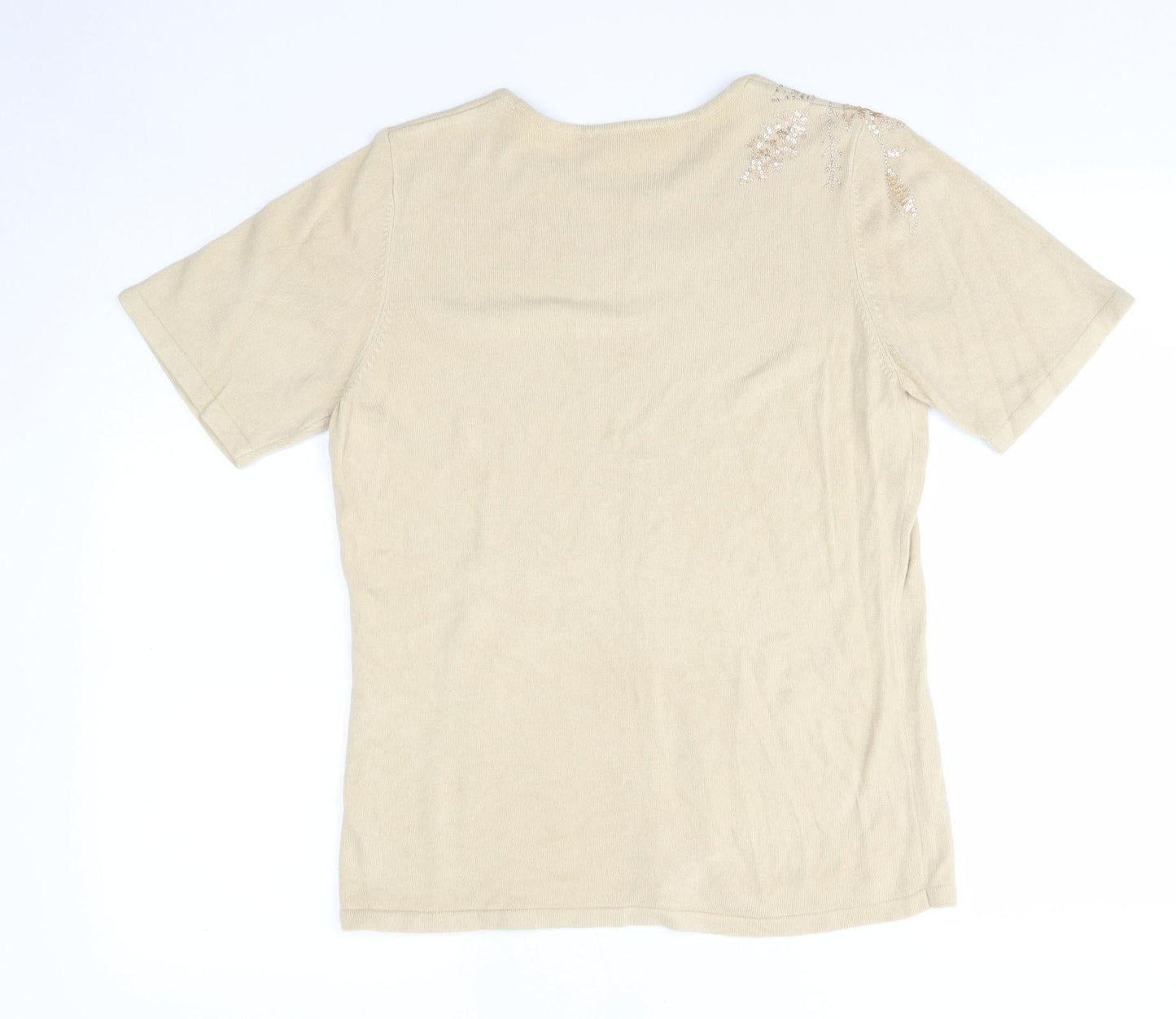 BHS Womens Beige Round Neck  Acrylic Pullover Jumper Size 14