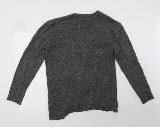 H&M Womens Grey V-Neck  Cotton Cardigan Jumper Size M