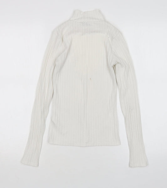 Topshop Womens White Mock Neck  Polyester Pullover Jumper Size 6