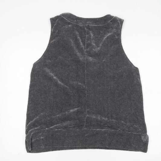 PRETTYLITTLETHING Womens Grey V-Neck  Polyester Vest Jumper Size 8