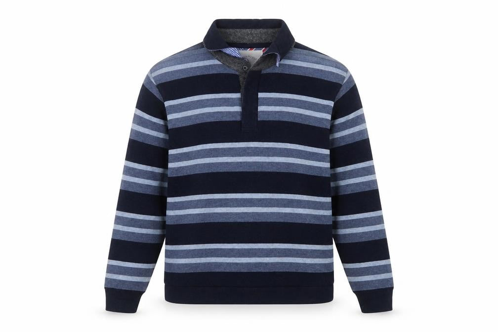 M&S Mens Multicoloured Collared Striped Cotton Pullover Jumper Size M