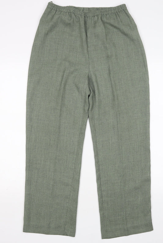 Preworn Womens Green  Polyester Trousers  Size 12 L29 in Regular