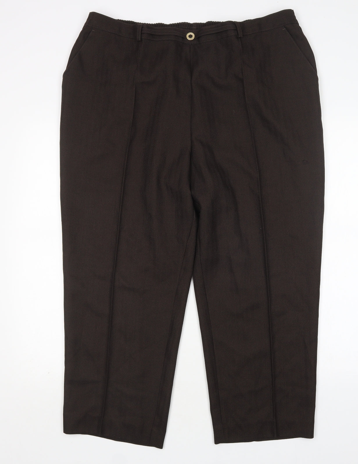 M&S Womens Brown  Polyester Trousers  Size 22 L26 in Regular