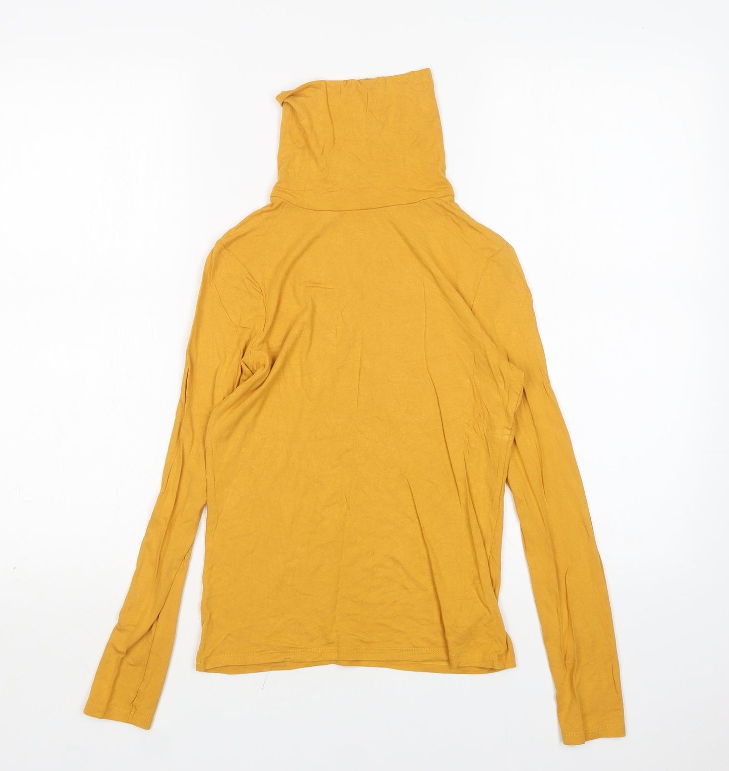 New Look Womens Yellow  Viscose Basic T-Shirt Size 8 Roll Neck