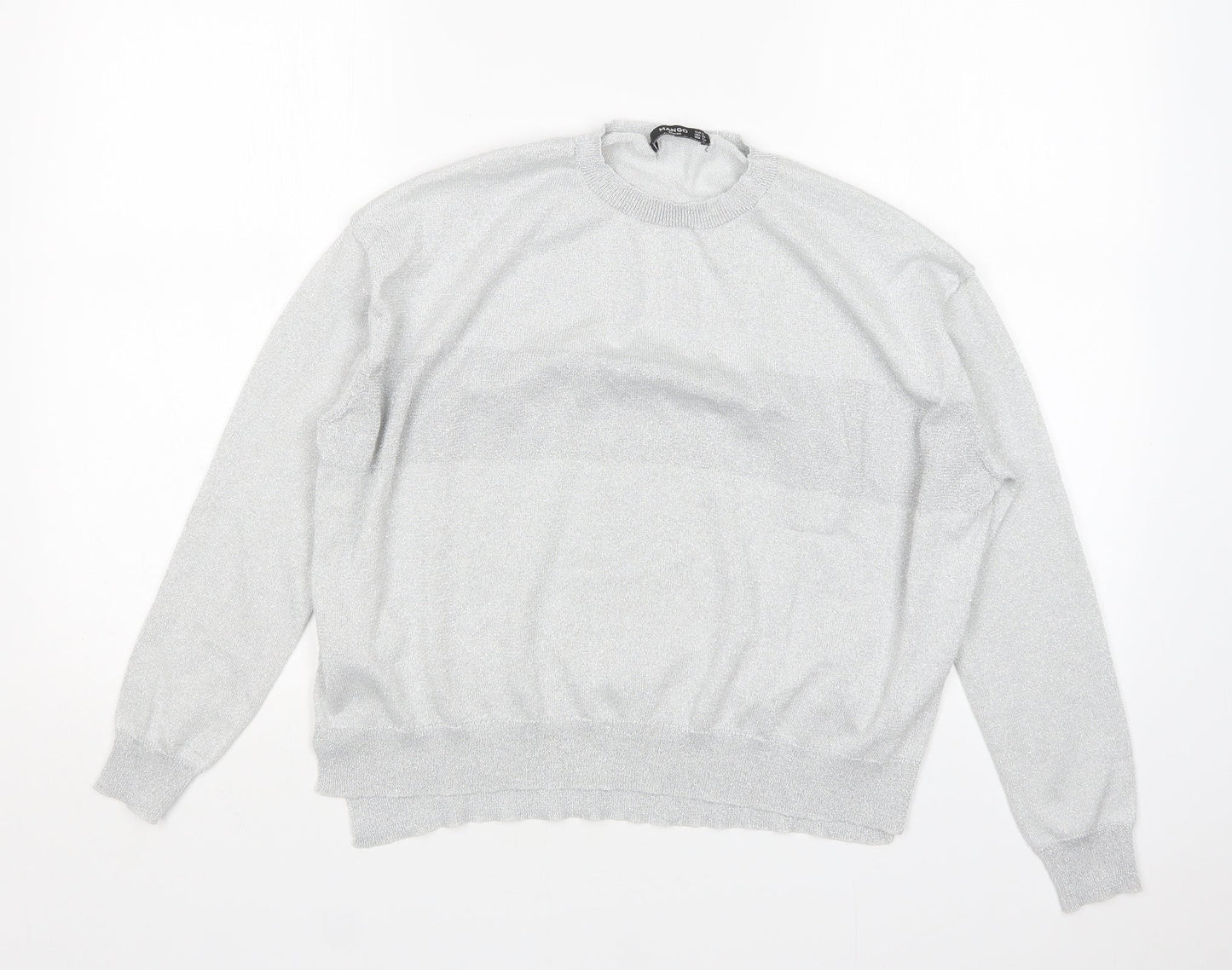 Mango Womens Silver Round Neck  Viscose Pullover Jumper Size S
