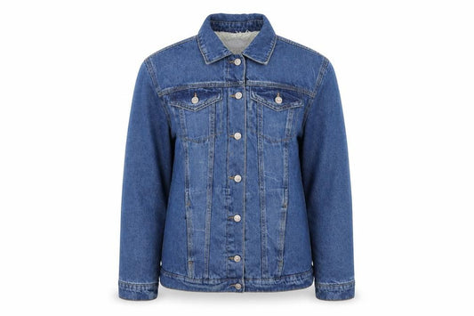 Denim Womens Blue   Jacket Coat Size 10  Button - Faux fur lined Denim Jacket
