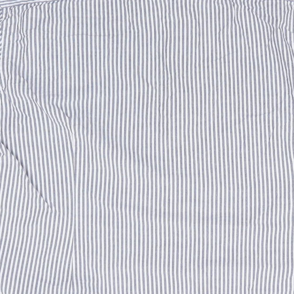 ASOS Mens Blue Striped Cotton  Button-Up Size M Collared Button - Blue White Stripe
