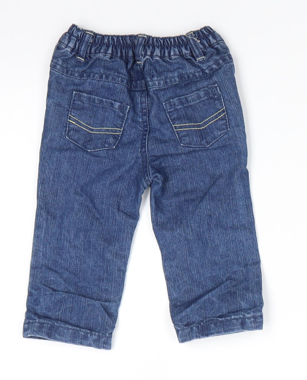 Early Days Boys Blue  Cotton  Jeans Size 3-6 Months  Button - Back Elastication