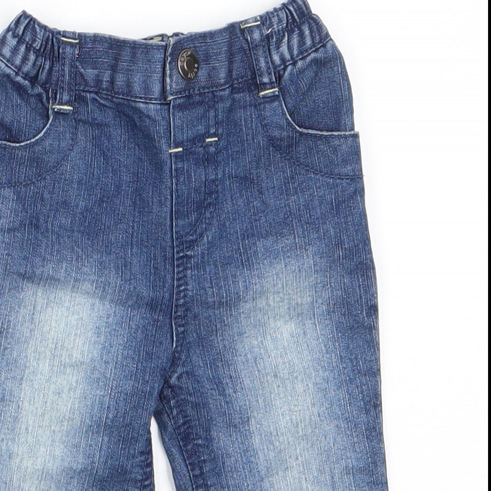 Early Days Boys Blue  Cotton  Jeans Size 3-6 Months  Button - Back Elastication