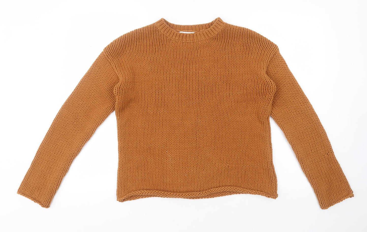RR Womens Brown Round Neck  Cotton Pullover Jumper Size S