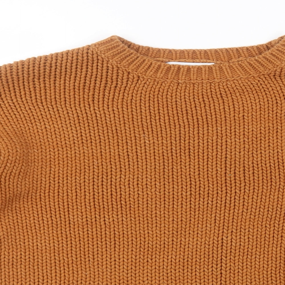 RR Womens Brown Round Neck  Cotton Pullover Jumper Size S