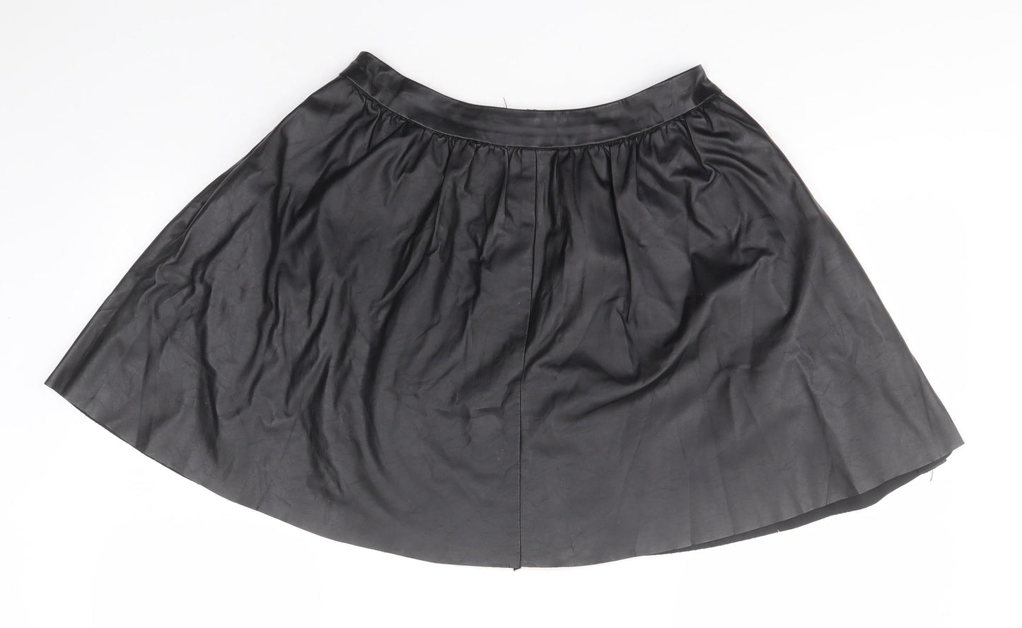 Topshop Womens Black  Polyurethane A-Line Skirt Size 10