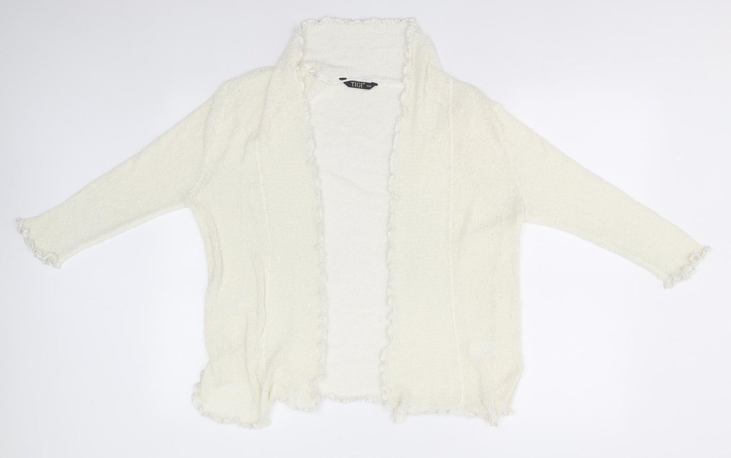 Tigi Womens Ivory Collared  Acrylic Cardigan Jumper Size 14