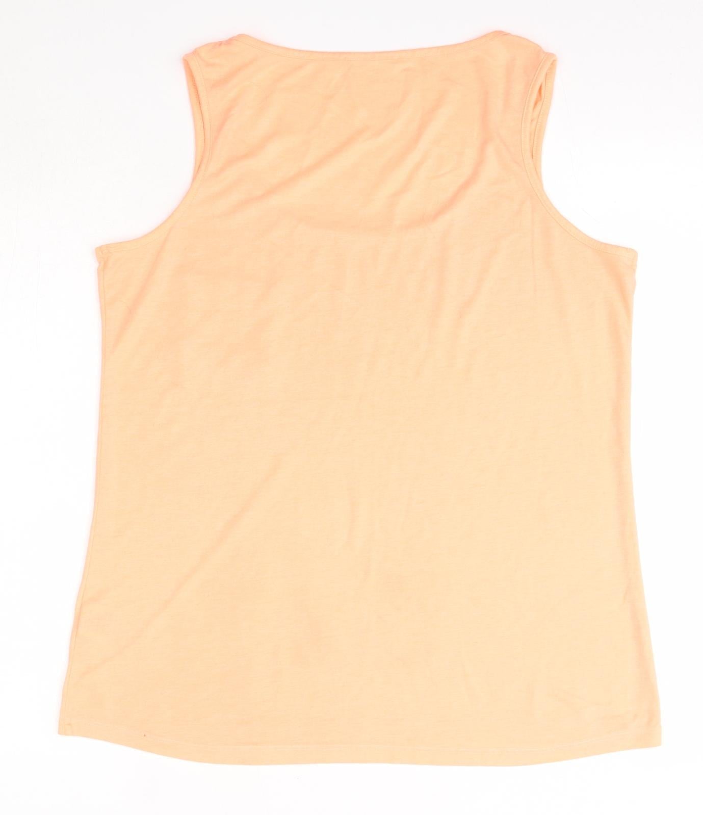 Select Womens Orange  Polyester Basic Tank Size 16 Round Neck