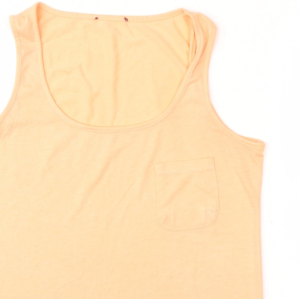 Select Womens Orange  Polyester Basic Tank Size 16 Round Neck