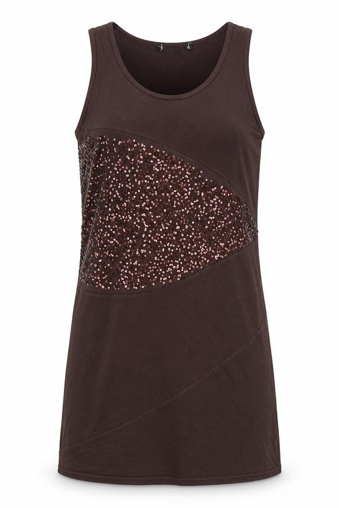 Preworn Womens Brown  Viscose Tank Dress  Size 10  Round Neck