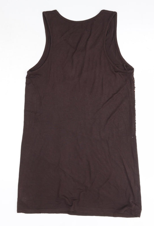 Preworn Womens Brown  Viscose Tank Dress  Size 10  Round Neck