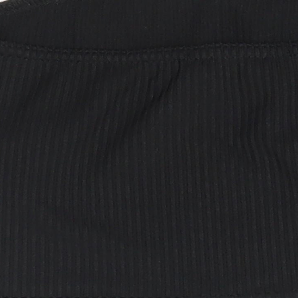 PRETTYLITTLETHING Womens Black  Polyester Basic Blouse Size 4 Off the Shoulder - Bandeau
