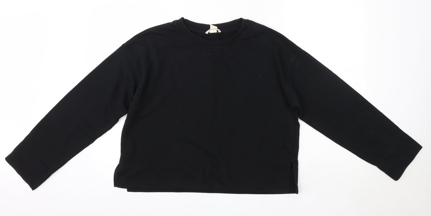 H&M Womens Black Round Neck  100% Cotton Pullover Jumper Size S