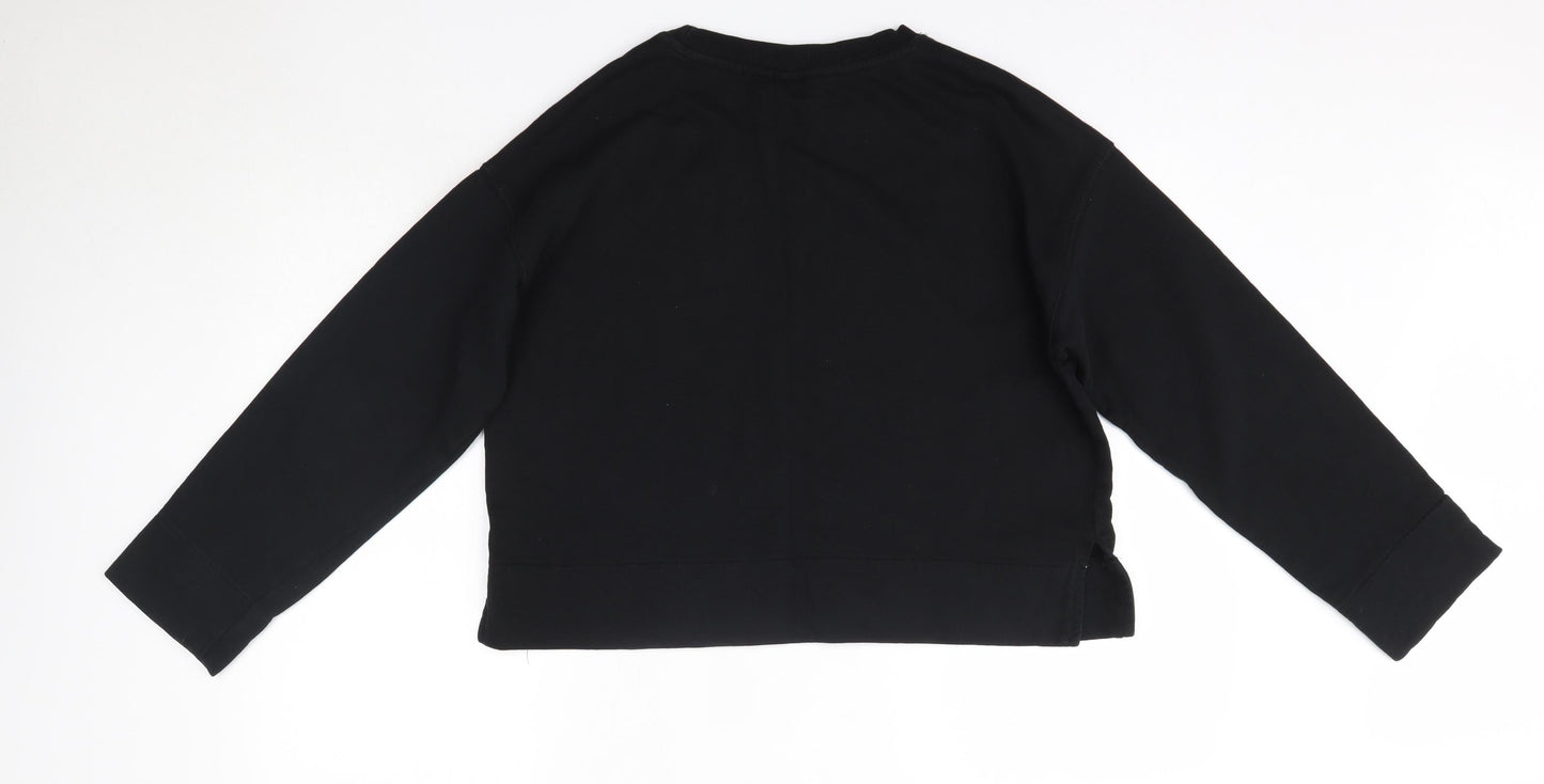 H&M Womens Black Round Neck  100% Cotton Pullover Jumper Size S