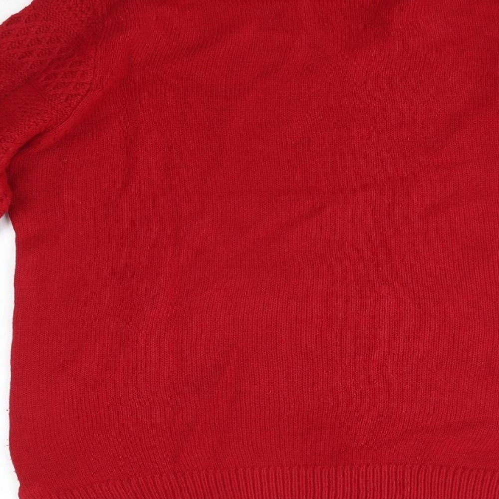 Isle Womens Red Collared  Acrylic Pullover Jumper Size S