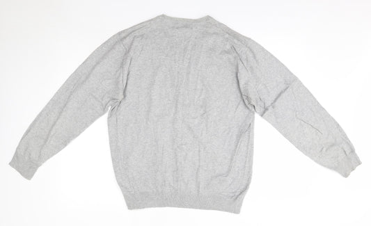 NEXT Mens Grey V-Neck  Cotton Pullover Jumper Size M