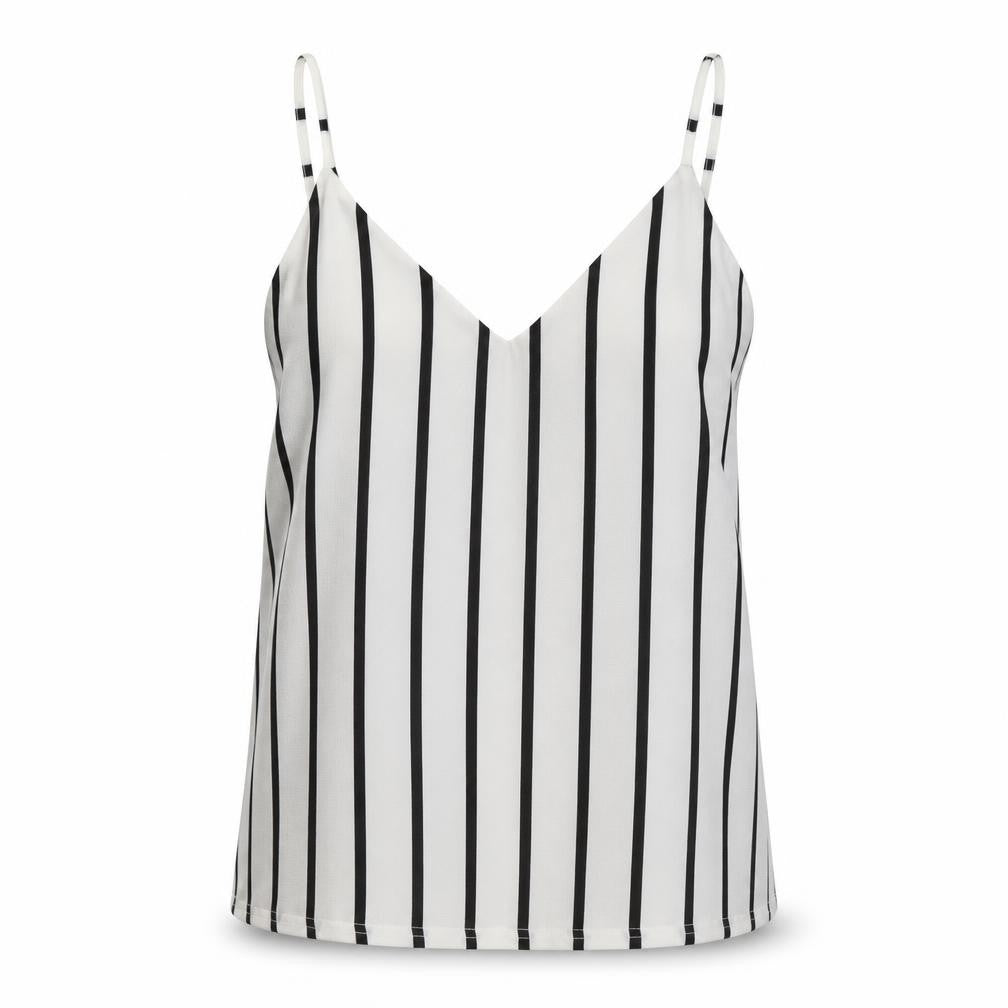 Figa Womens White Striped Polyester Camisole Tank Size S V-Neck