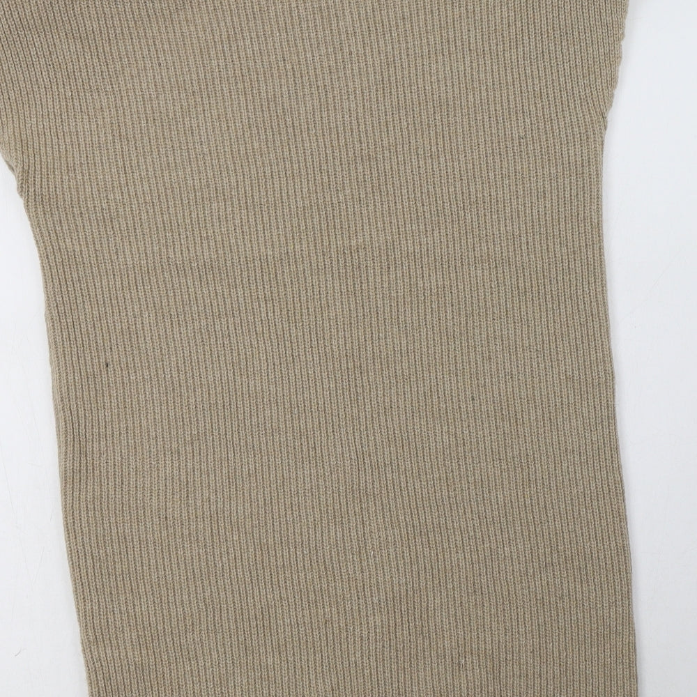Nasty Gal Womens Beige  Acrylic Jumper Dress  Size S  Mock Neck  - Shoulder Pads