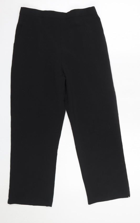 Preworn Womens Black  Polyester Dress Pants Trousers Size 12 L23 in Regular