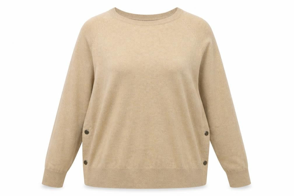 M&S Womens Brown Round Neck  Cotton Pullover Jumper Size M