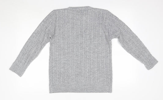 Choice Womens Grey Round Neck  Acrylic Pullover Jumper Size S