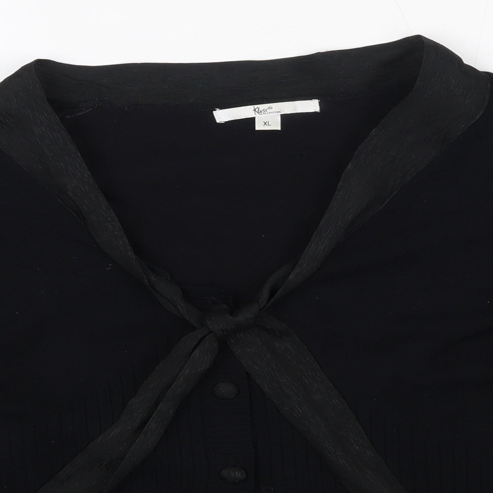 Klass Womens Black V-Neck  Viscose Cardigan Jumper Size XL