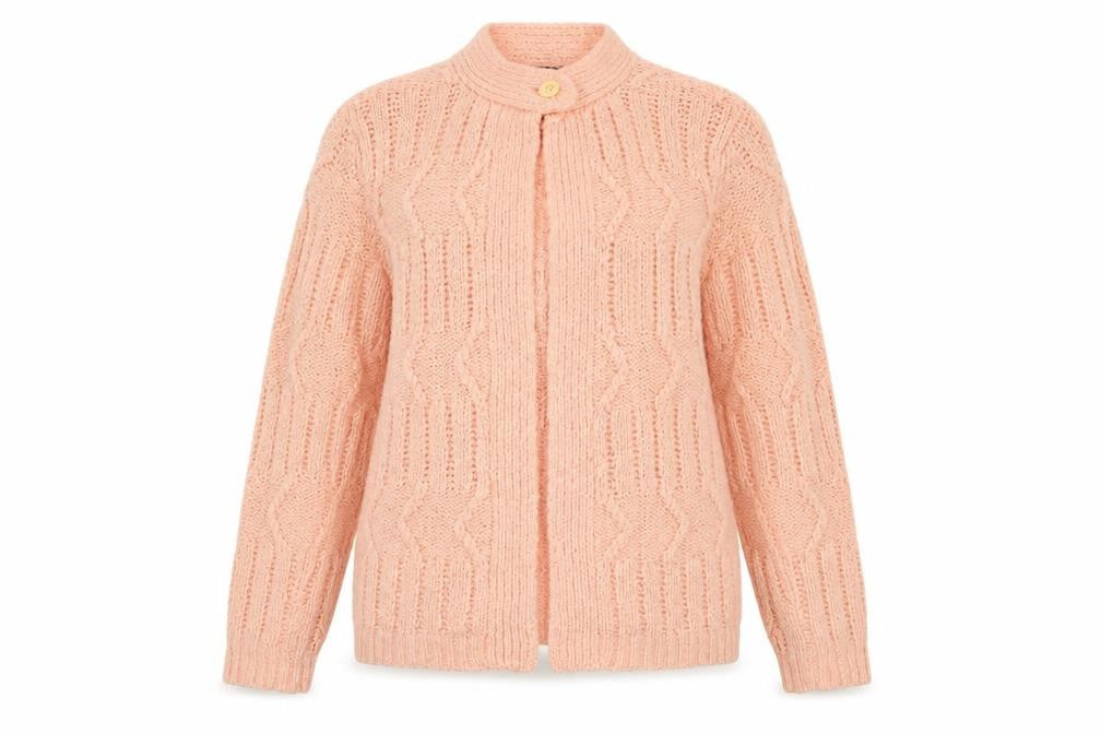 Le Roy Womens Pink Round Neck  Acrylic Cardigan Jumper Size L