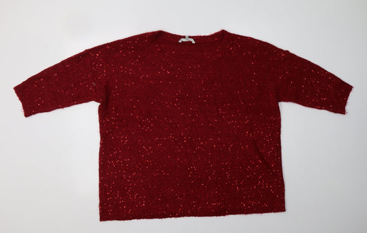 Pebble Bay Womens Red Crew Neck  Acrylic Pullover Jumper Size XL