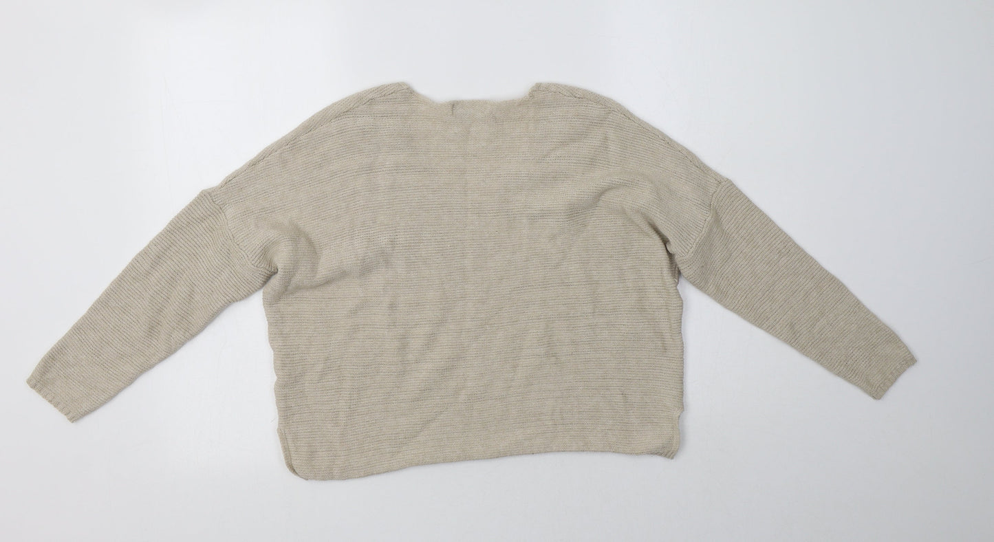 Pull & Womens Beige V-Neck  Viscose Pullover Jumper Size XS