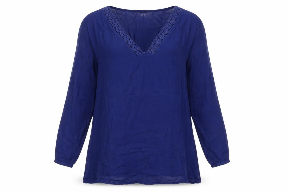 Dorothy Perkins Womens Blue  Viscose A-Line  Size M  V-Neck Pullover - Beach dress  Lace trim Elastic Cuffs